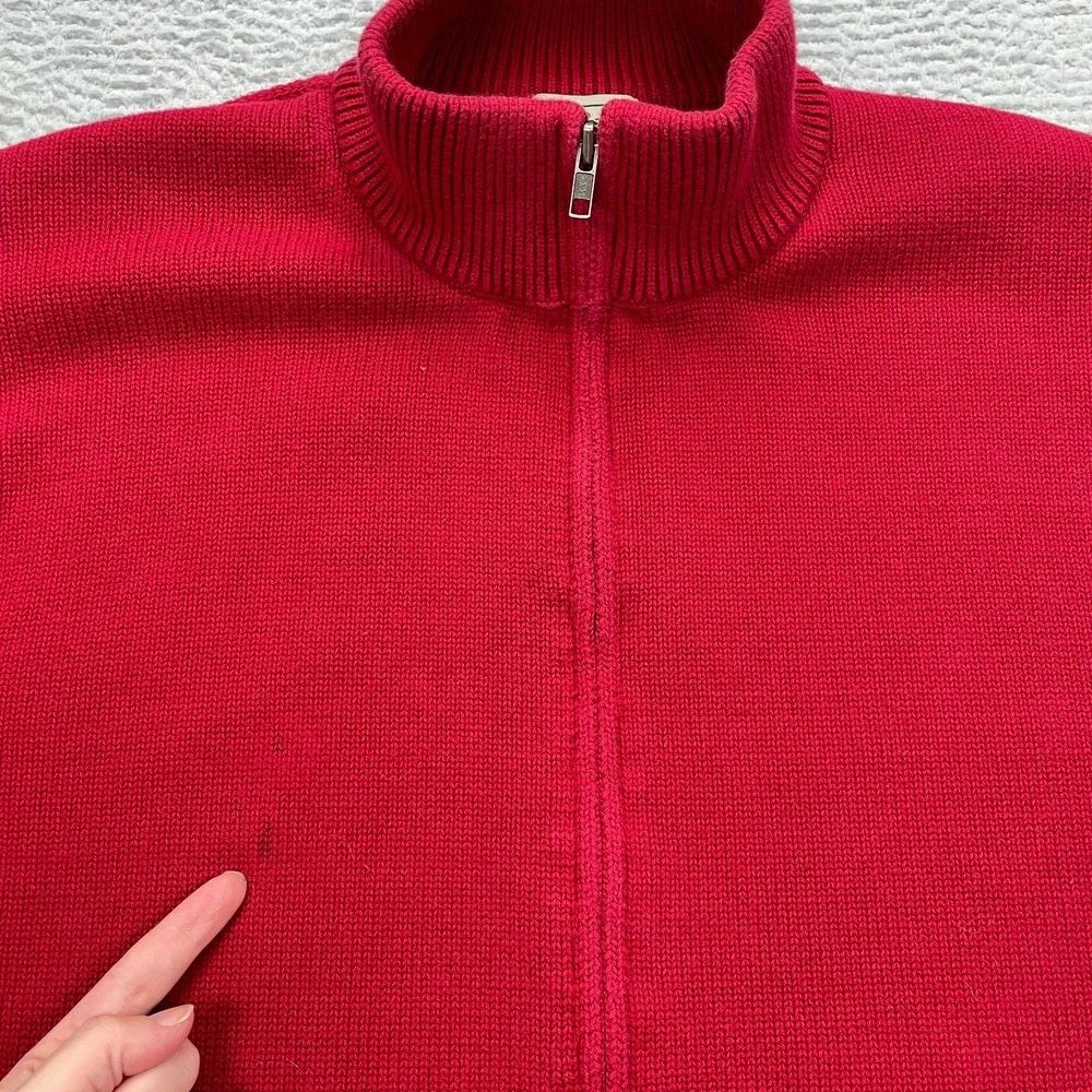 LL Bean Sweater Men's Size XL Red Cold Weather 100% Cotton Knit 0BTL7